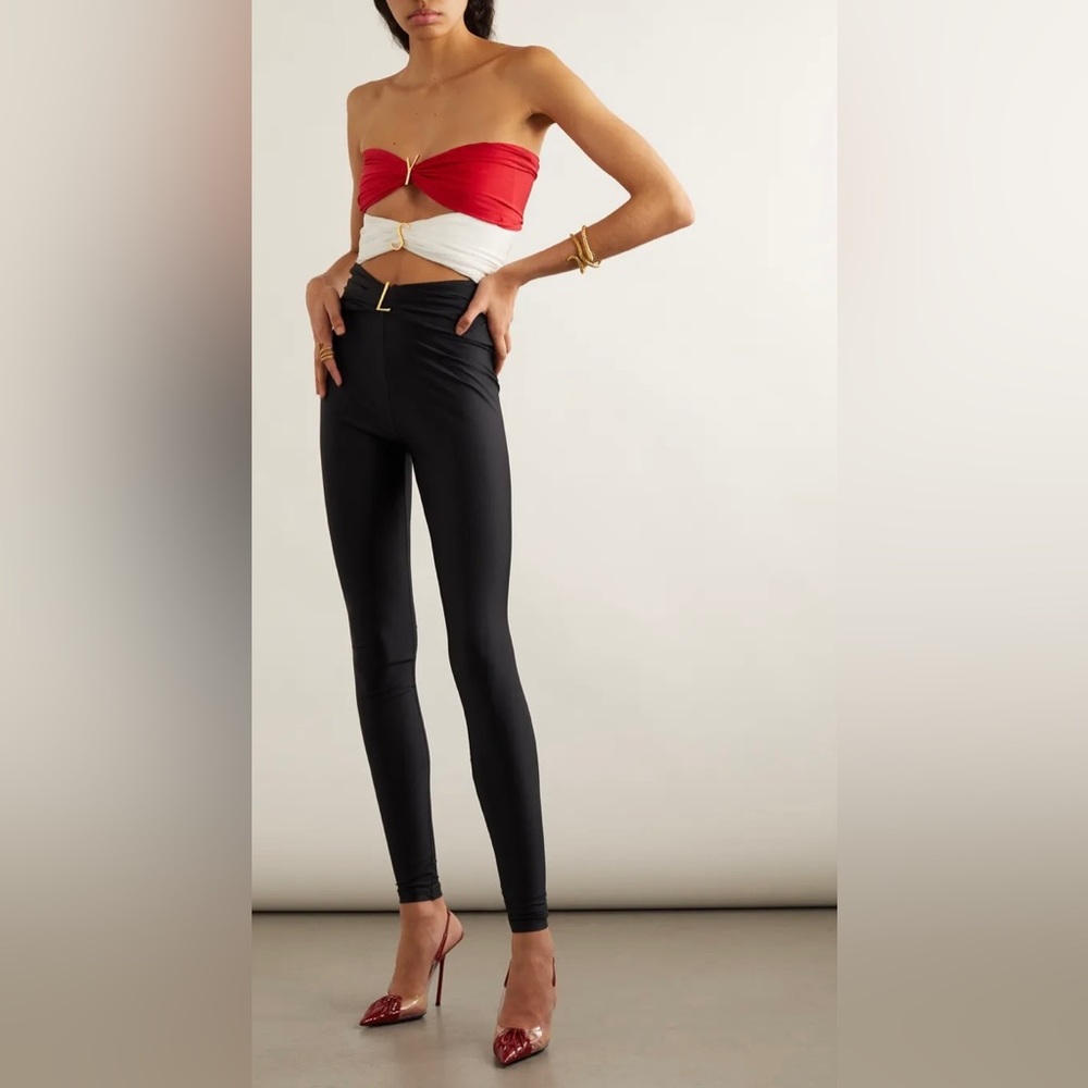 Saint Laurent YSL cut-out Strapless Jumpsuit